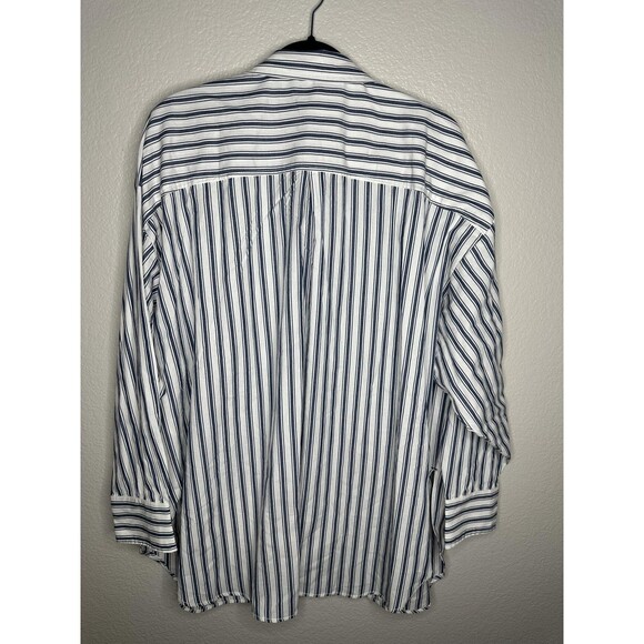 Maeve by Anthropologie Shirt Womens 2X White Blue Striped Button Down Cotton - Picture 6 of 6